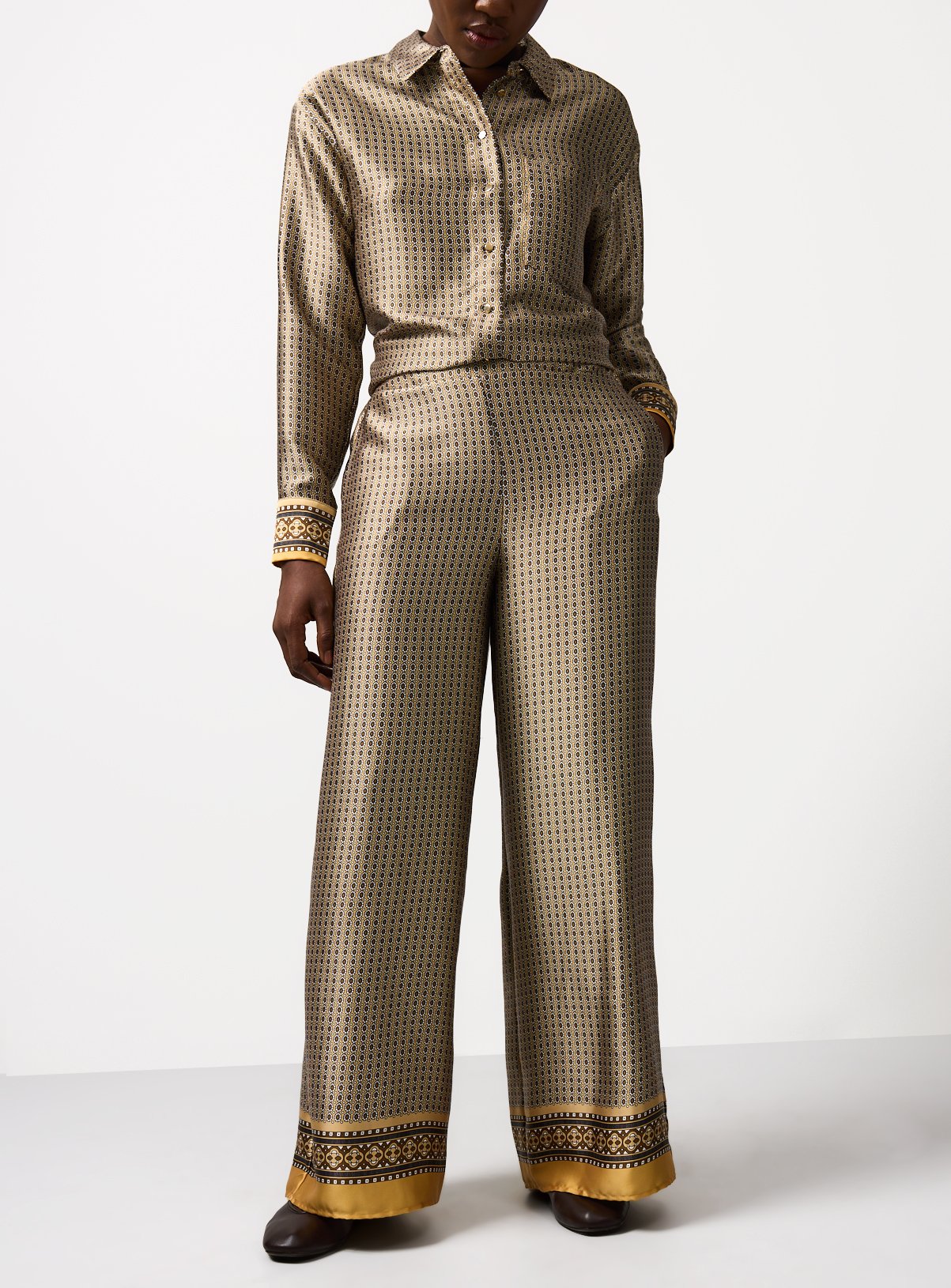 Beige Scarf Print Ultra Wide Leg Trousers 16 - Image 3 thumbnail